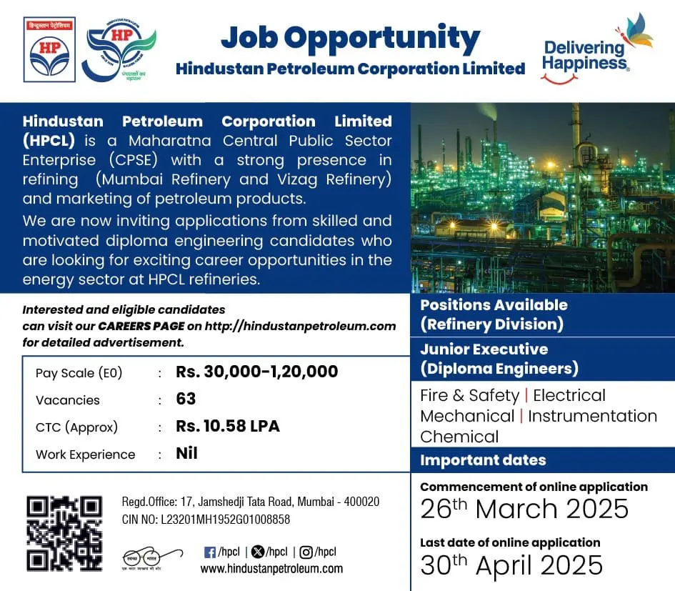 hpcl recruitment 2025 diploma jobs diploma jobs govt diploma engineering jobs latest govt jobs sarkari naukri