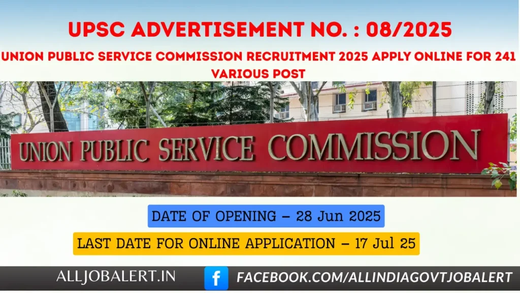 upsc, upsc recruitment 2025, upsc notification 2025, upsc ora, upsc advt 08/2025, upsc apply online, upsc jobs 2025, upsc online form, upsc vacancy 2025