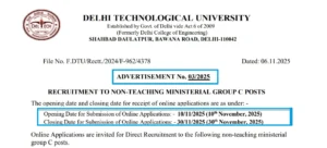 Recruitment of 66 Non-Teaching Ministerial Group C Posts At Delhi Technological University