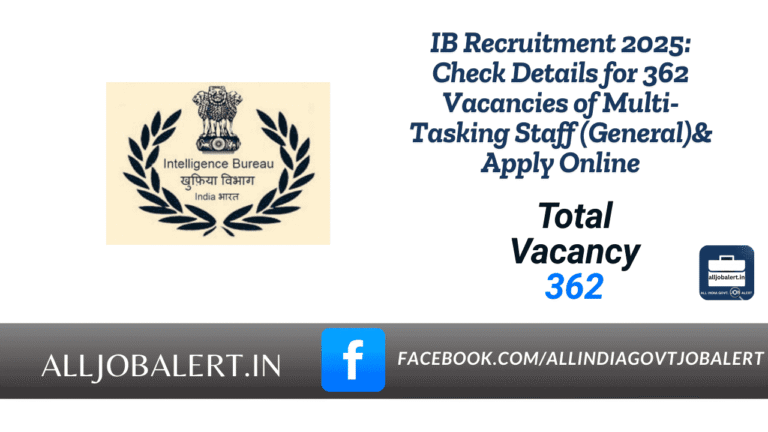 IB Recruitment 2025: Check Details for 362 Vacancies of Multi-Tasking Staff (General)& Apply Online